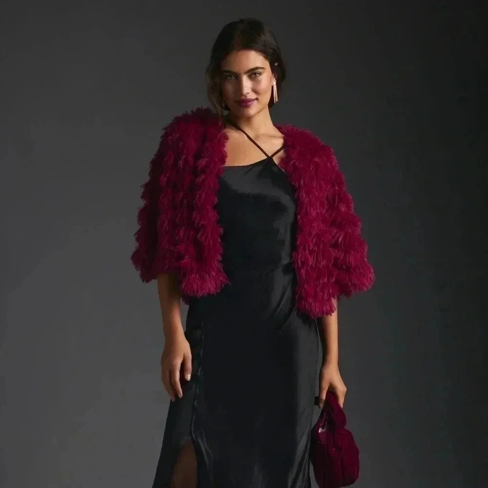 New Anthropologie Pink Cape One Size, Sold‎ Out Online, Faux Fur Top